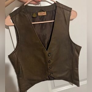 Vintage Wrangler Brown Leather Vest